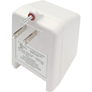 White electrical outlet adapter on a white background