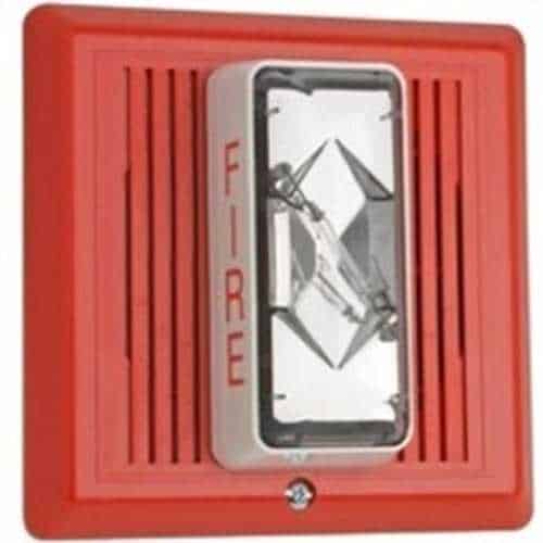 Edwards Signaling 2400 Series Temporal Horn, 24VDC, 95dB@1m, 30 cd rating, red housing.