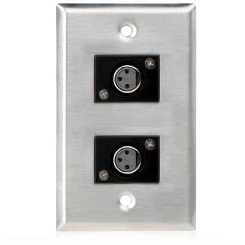 AtlasIED SG-XLR-F2 Single Gang Stainless Steel Plate with (2) Female 3 Pin XLR