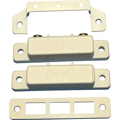 GRI 29AWG Surface Mount Magnetic Reed Switch Set, 1-1/2" Wide Gap, 10W, 160VDC, 0.40A, Closed Loop, N/O, and Side Mounted Screw Terminals, White