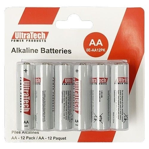 UltraTech 0E-AA12PK 1.5v (Lr6) AA Alkaline Batteries, 12-Pack