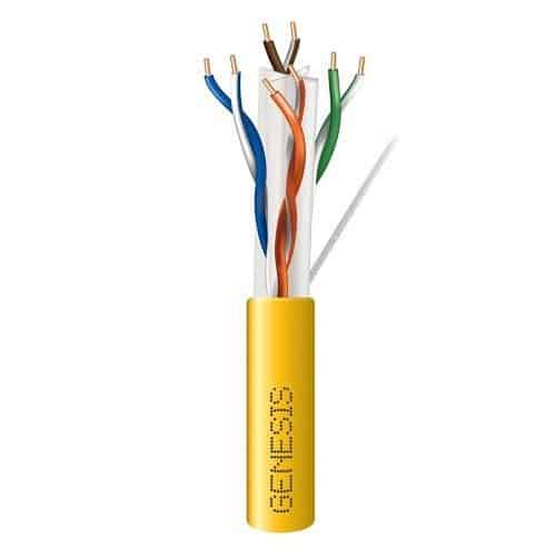 Genesis 51021102 CAT6 Plus Plenum Cable, 23/4 Solid BC, UTP, Unshielded, CMP, LP, FT6, 1000' (304.8m), REELEX Pull Box, Yellow