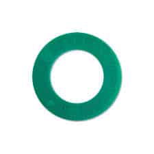 Green circular object on a white background