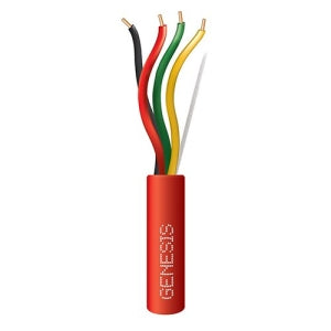 Genesis 43011104 22/4 Solid Riser Fire Alarm Cable, Unshielded, FPLR, CL3R, FT4, Sunlight Resistant, 1000' (304.8m), REELEX Pull Box, Red