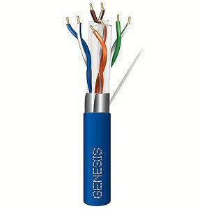 Genesis 51931006 CAT6A Riser Cable, 23/4 Solid BC, Unshielded, UTP, CMR, FT4, 1000' (304.8m), Reel, Blue