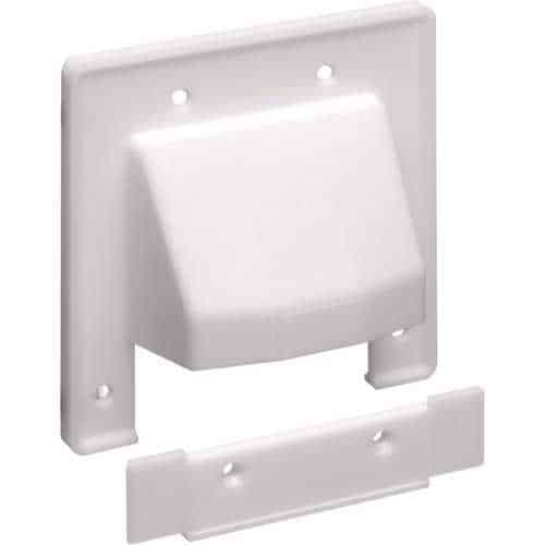 Arlington CER2 the Scoop, Non-Metallic Reversible Two-Piece Low-Voltage Cable Entrance Plate, 2-Gang, White