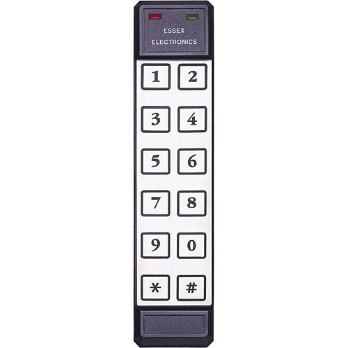 Keypad with numbers and symbols on a white background, branded 'Essex Electronics'.