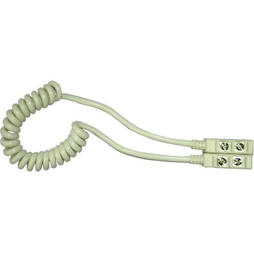 Coiled cable with connectors on a white background