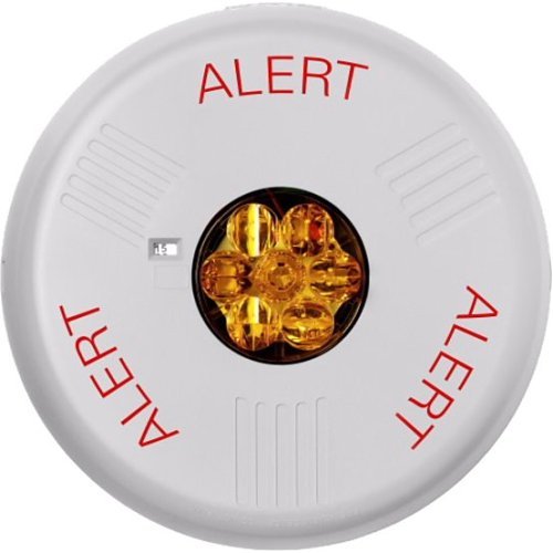 Eaton ELSTWC-ALA Wheelock Eluxa LED Strobe, Ceiling, ALERT Lettering, Amber Lens, 24V, 15/30/75/95/150/177 cd, White