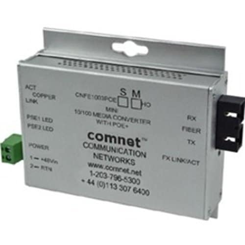 ComNet CNFE1002APOES/M Industrially Hardened 100Mbps Media Converter with 48v Poe, Mini, "A" Unit
