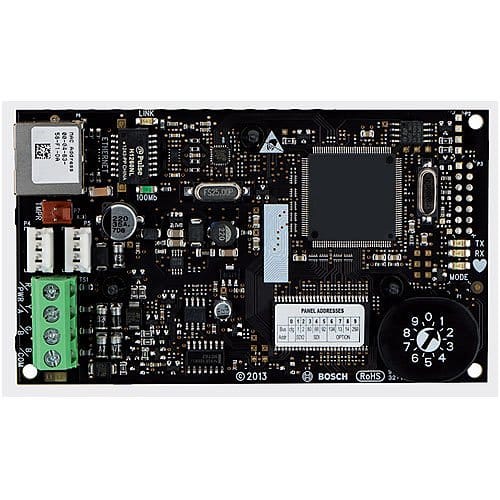 Electronic circuit board with various components on a white background
