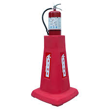 Red fire extinguisher on a white background