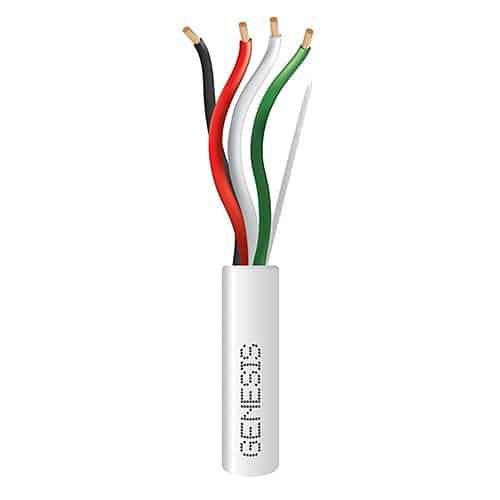 Genesis 54766101 14/4 Stranded Riser Audacious Speaker Cable, Unshielded, CMR, FT4, Sunlight Resistant, CL2R, 500' (152.4 m), Pull Box, White