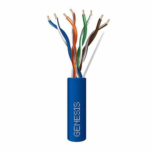 Genesis 63612106 CAT6 Plenum Cable, 23/4 Solid BC, Unshielded, CMP LP, FT6, 1000' (304.8m), Pull Box, Blue