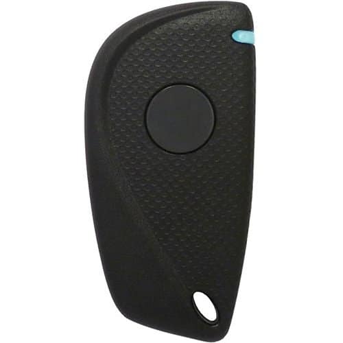 Black key fob remote on a white background