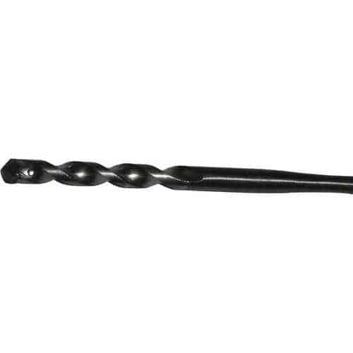 Black drill bit on a white background