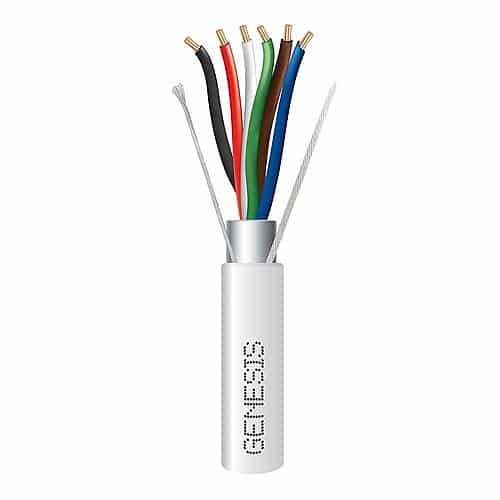Genesis 22065501 22/6 Stranded Shielded Riser Cable, CL3R, FPLR, CMR, FT4, Sunlight Resistant, 500' (152.4 m), REELEX Pull Box, White