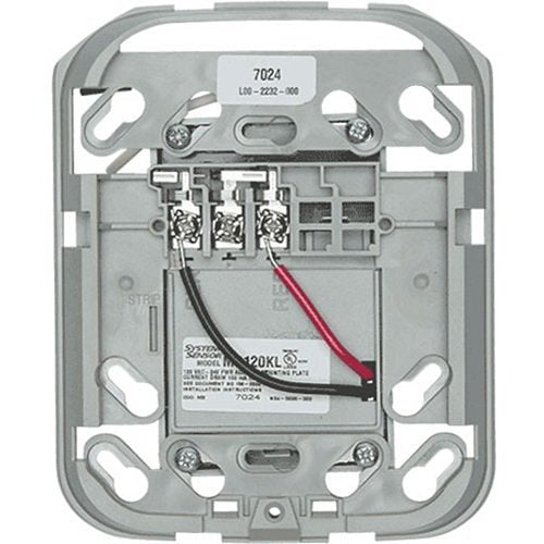 Electrical junction box with wiring on a white background