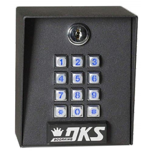 Black electronic keypad safe with OKS branding on a white background