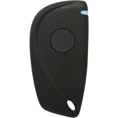 Black car key fob remote on a white background