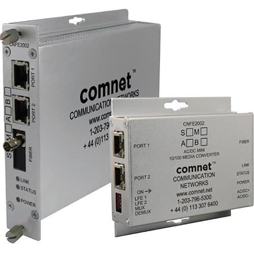 ComNet CNFE2002M1APOE/M 2-Channel 10/100 Mbps Ethernet 1310/1550nm, 30W PoE+, Side