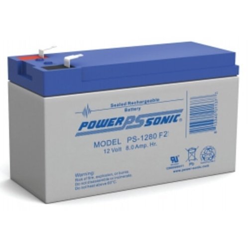 Power Sonic PS-1280F2 PS Series 12V, 8Ah General Purpose Rechargeable SLA Battery, F2 Terminals