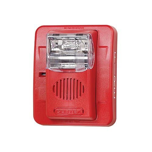 Gentex GEC24-177WR GEC 24VDC Fixed Candela, Low Profile Evacuation Horn/Strobe, 177CD, Wall Mount, Red Faceplate