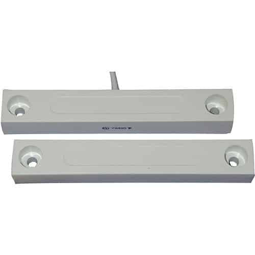 Two piece security contact sensor on a white background