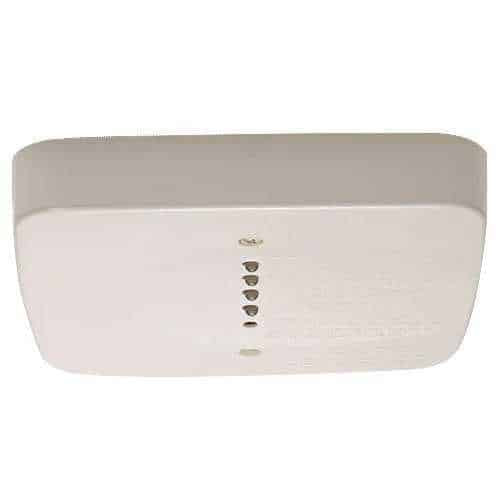 A rectangular electronic device made of off-white or light gray plastic, mounted against a plain white background