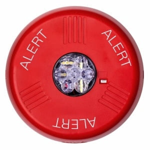 Eaton ELSTRC-AL Eluxa Indoor LED Strobe, Ceiling Mount, 24V, 15/177 cd, ALERT Marking, Clear Lens, Red