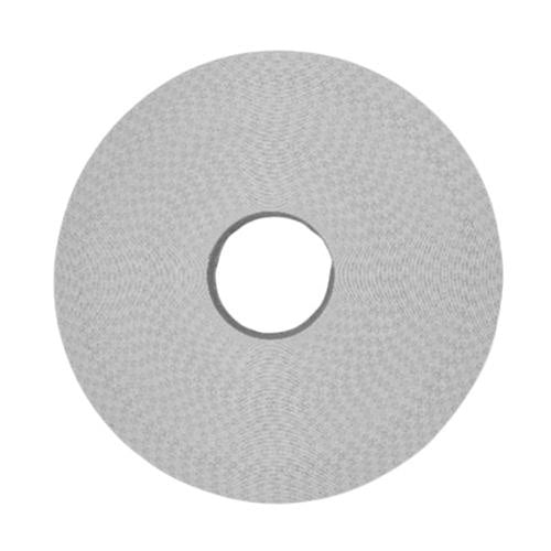 Round gray filter disc with a central hole on a white background