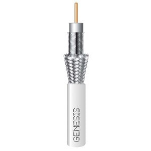 Genesis 50031101 RG6 CCS Dual-Shield Coaxial CCTV Cable, CATV, CL2, CM, Sunlight Resistant, 1000' (304.8m), Pull Box, White