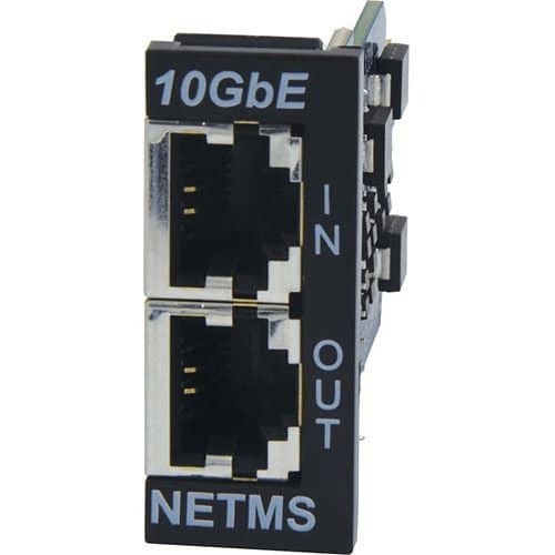 Network module with 10GbE label and 'IN OUT' text on a white background