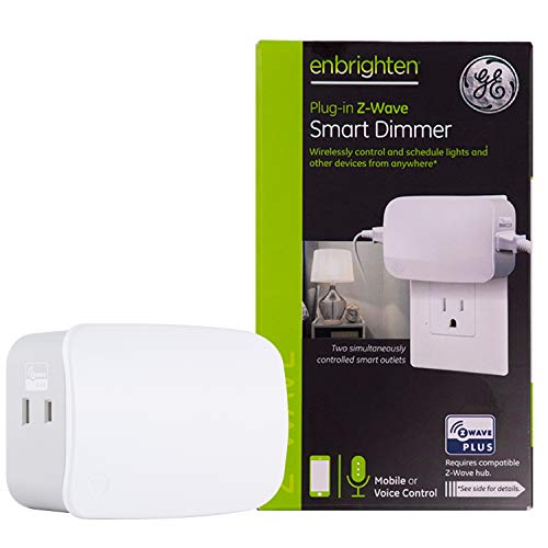 GE Enbrighten Z-Wave Plus Smart Dimmer Plug-In, 2 Simultaneously Controlled Z-Wave Outlets,