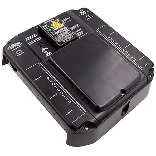 Black electronic device with a solar panel on top, branded 'Rexroth'.