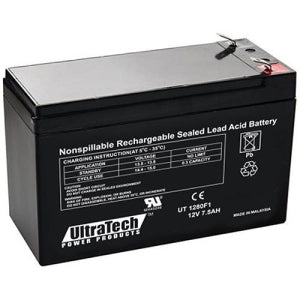 UltraTech IM-1280F1 12V 8AH Sealed Lead Acid Battery, F1 Terminal