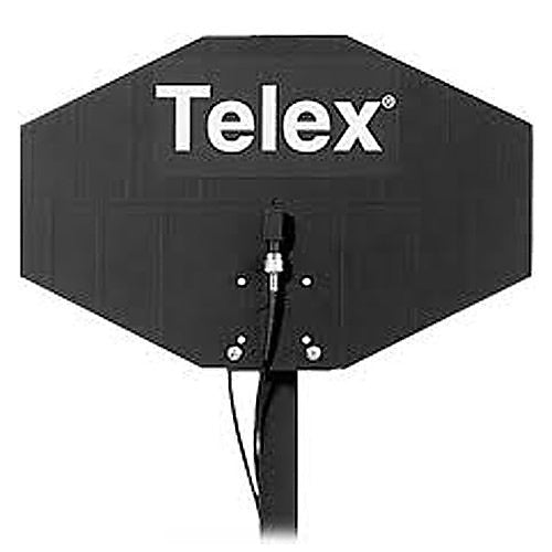 Black Telex antenna on a white background