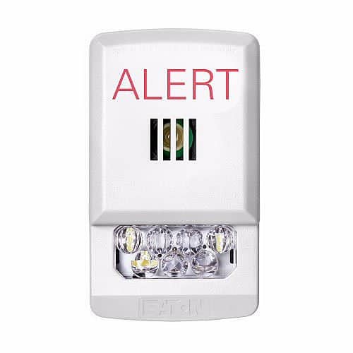 Eaton ELHSW-AL Wheelock Eluxa LED Horn Strobe, Wall, ALERT Lettering, 24V, 15/30/75/110/135/185 cd, Indoor, White