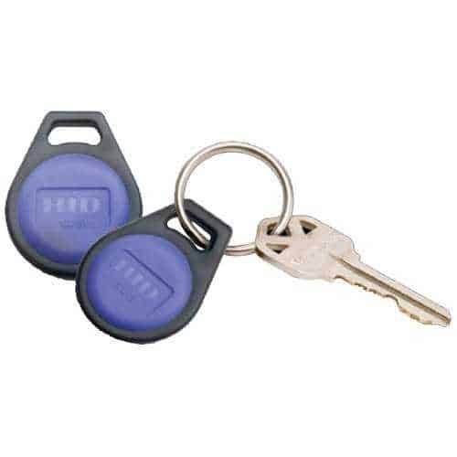HID 2050CNNNN iCLASS Key II 2K/2 Contactless Smart Key Fob, Configured, Unprogrammed, Black with Blue Insert (100 Pack)