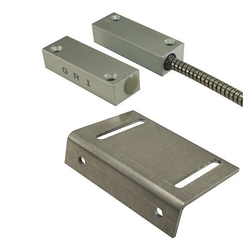 GRI 4400A-300 Industrial Surface Mount Switch Set, 2-1/2" Standard Gap, 10W, 200VDC, 0.50A, Closed Loop, N/O, and 300" Armored Cable, Aluminum