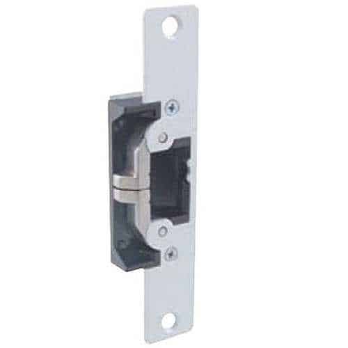 Metal door lock mechanism on a white background