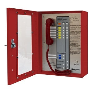 Honeywell Area of Refuge HON-AOR-5-DKL-R Fixed Station Analog Command Unit with 5-Station Capacity, Dark Lens, Red