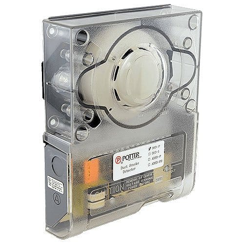 Duct smoke detector on a white background