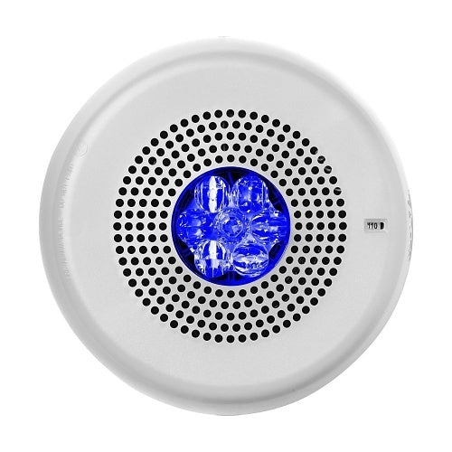Eaton ELMTSWC-NB Wheelock Eluxa Multitone Horn Strobe, No Lettering, Ceiling Mount, 24V, Blue Lens, White