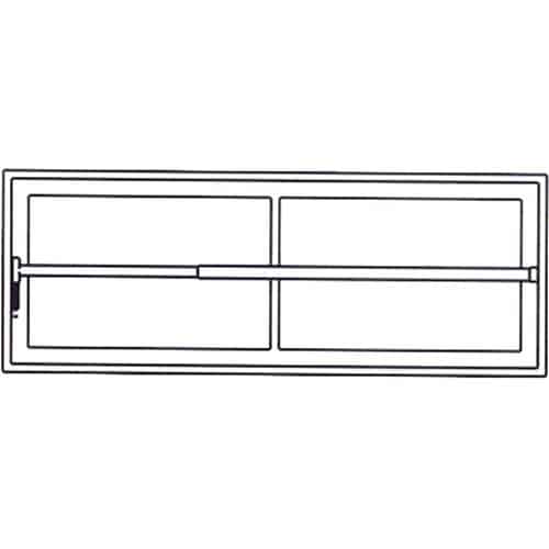 Line drawing of a rectangular window with two panes on a white background