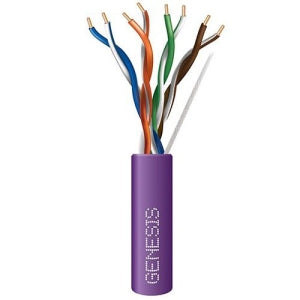 Genesis 63611110 CAT6 Plenum Cable, 23/4 Solid BC, Unshielded, CMP LP, FT6, 1000' (304.8m), REELEX Pull Box, Purple