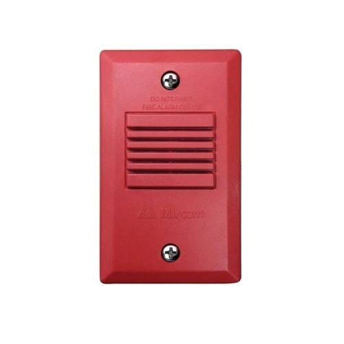 Red fire alarm pull station on a white background