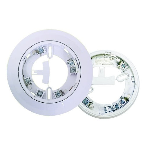 Two white circular components with visible screws on a white background