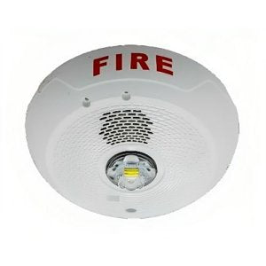 System Sensor PC2RKLED L-Series Outdoor Ceiling-Mounted LED Horn Strobe, "FIRE", Red