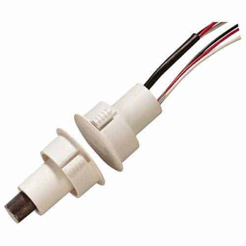 Edwards Signaling 1078C-N Recessed Steel Door Magnetic Contact with Wire Leads, 3/4" Diameter, Closed Loop, 3/8" Gap Size, White